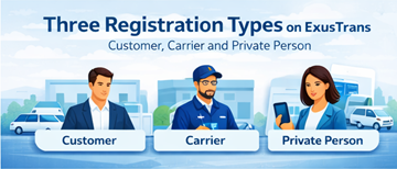 Три типа регистрация на акаунт в ExusTrans за по-добро потребителско изживяване и организация на транспортния маркетплейс